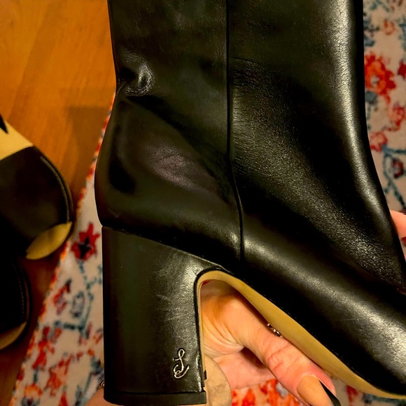 Sam Elderman black fawn leather booties block heel size 9 new never worn - Picture 3 of 8